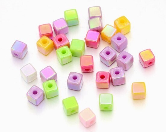 Perle di Plastica Cubetto Mix color