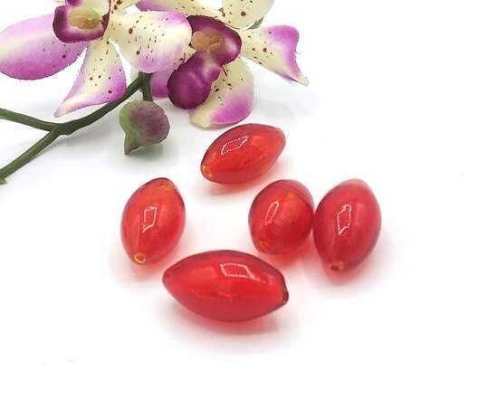 Perla ovale in vetro soffiato Rosso 25x14 mm