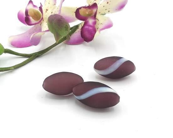 Perla ovale in vetro soffiato Ametista sat. 25x14 mm