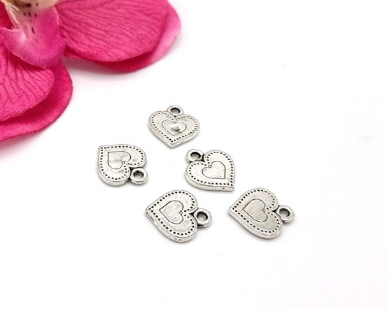 Charms Cuore piatto con incisioni