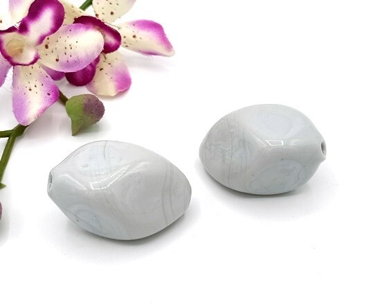 Perle Vetro soffiato Rombo grigio chiaro
