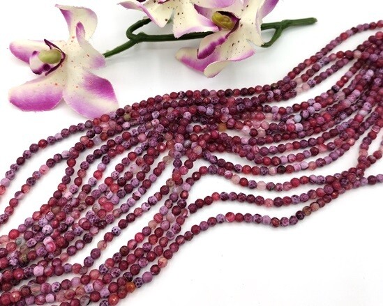 Agata pietra dura Rosa rubino Mix 4 mm