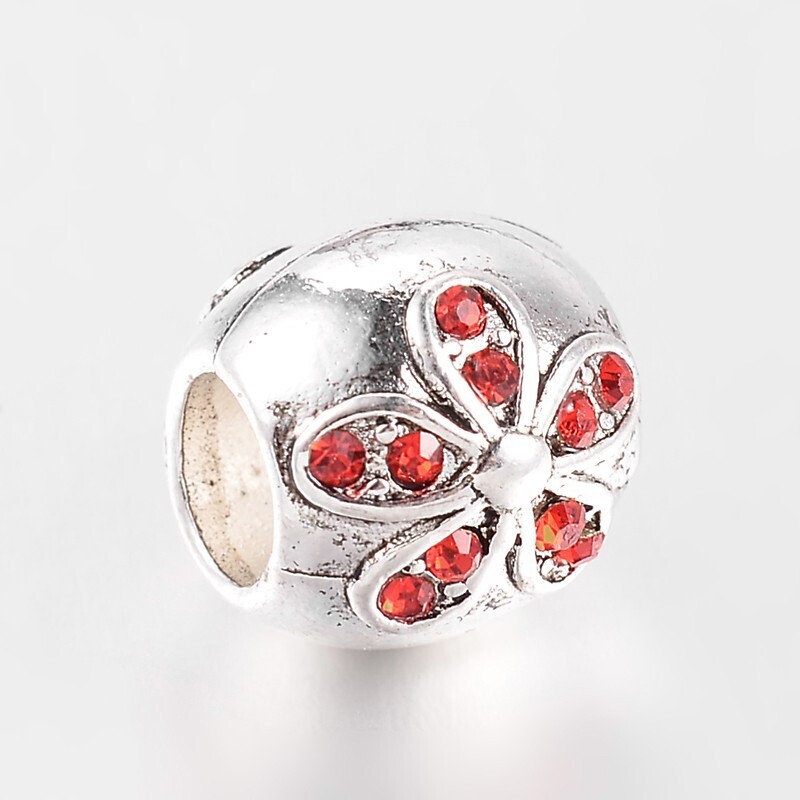 Distanziatore in metallo con fiore strass Mix color