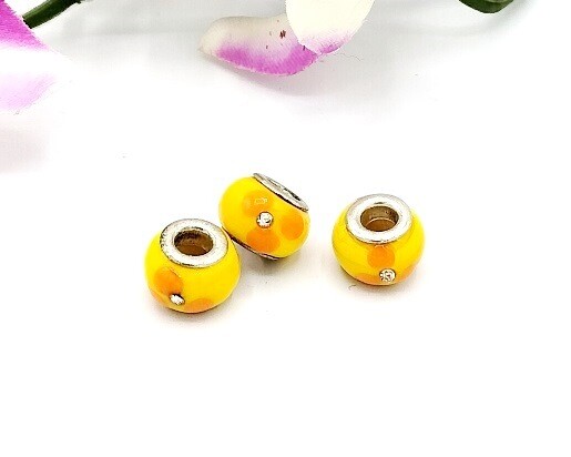 Perle foro largo Giallo e Arancio 2 pz