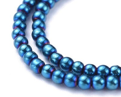 Perle in vetro Blu metal 3 mm