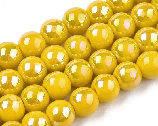 Perla in vetro Giallo pastello specchiato 6 mm