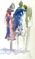 3 FRIENDS. 
Watercolour
Collection of the artist.