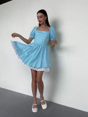 Платье Багет мини голубой