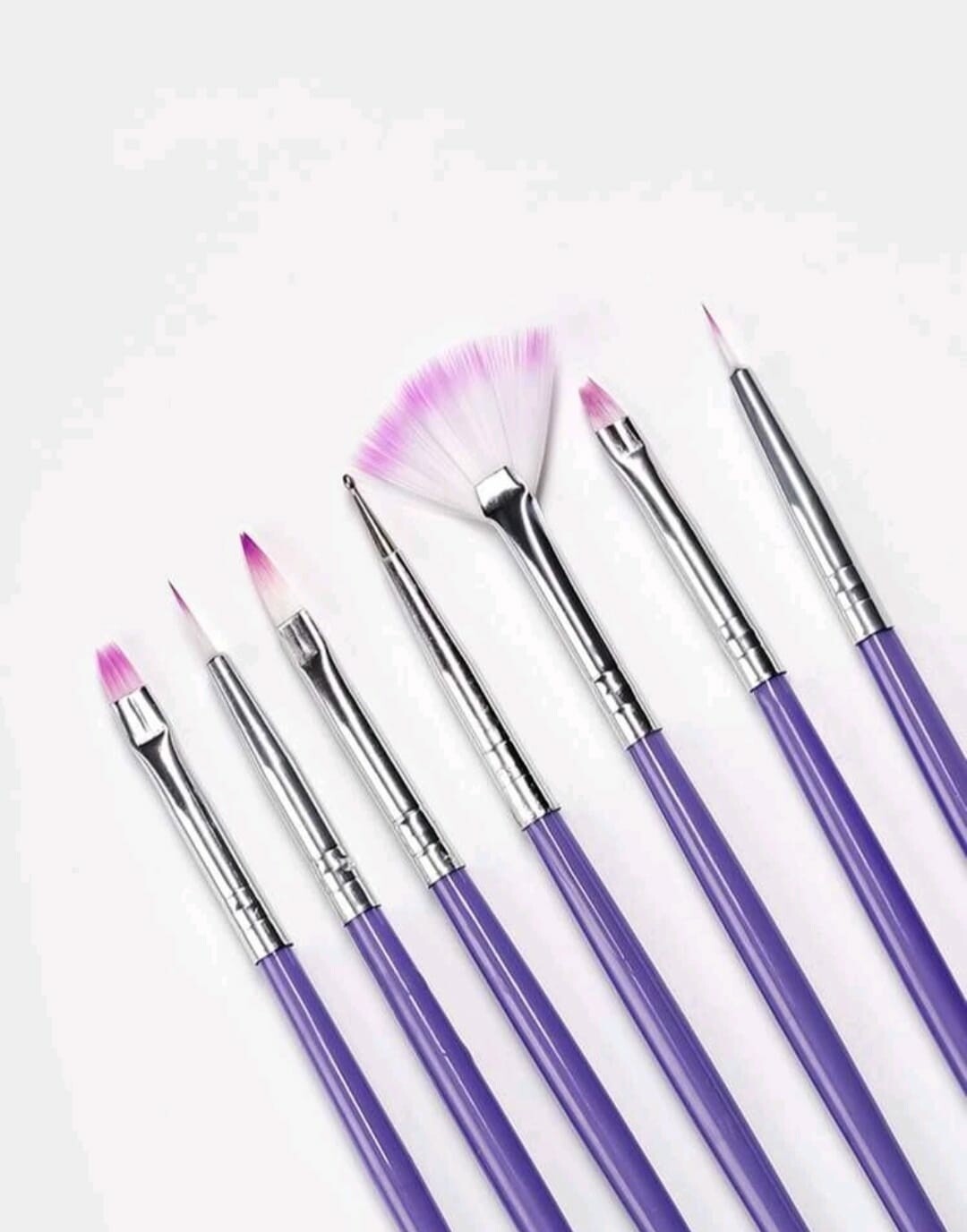 7 Piece Nail Art Brush Set Purple