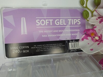 Soft Gel Tips - Large Clear Coffin 240pcs