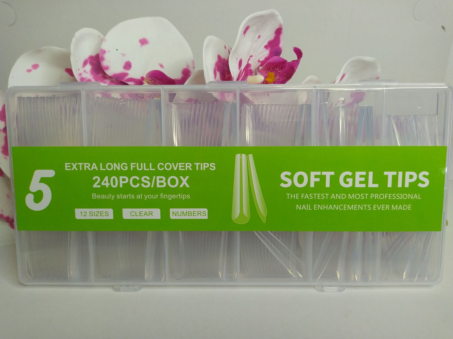 Soft Gel Tips Clear - XL Full Cover Coffin