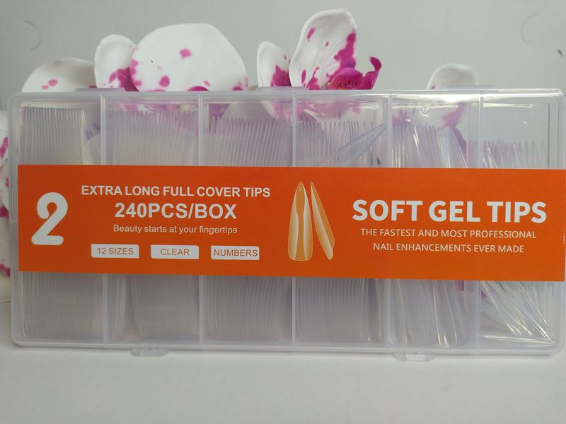 Soft Gel Tips Clear - XL Full Cover Stiletto 