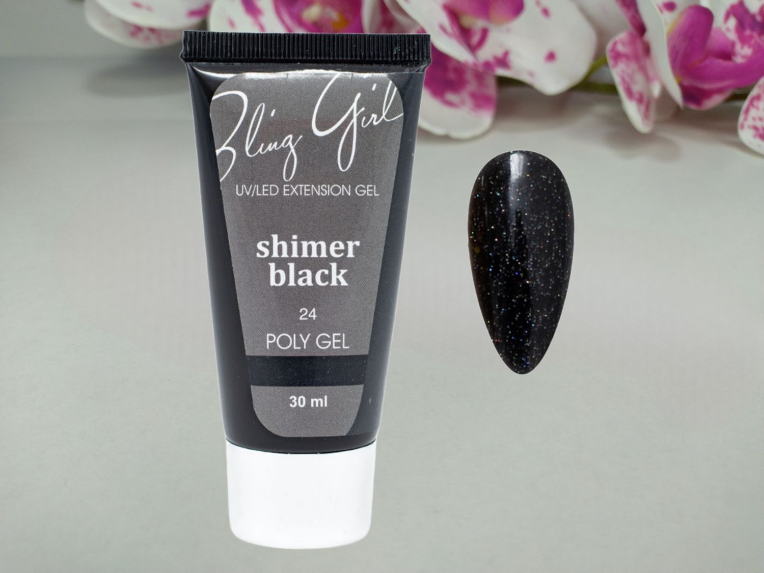 Bling Girl Polygel 30ml - 24 Shimmer Black