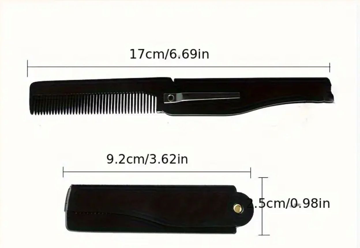 Folding Pocket Combs Black & Silver