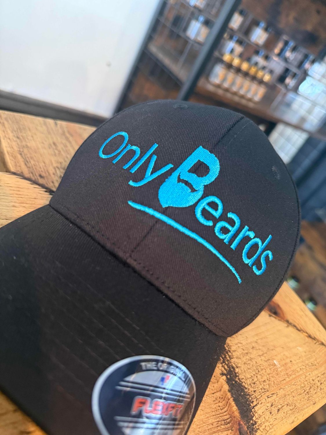 OnlyBeards Flexfit Cap Blue on Black
