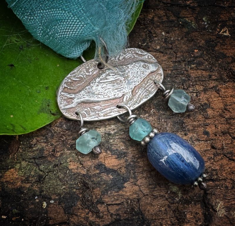 Small Selkie Pendant On Recycled Sari Silk Ribbon