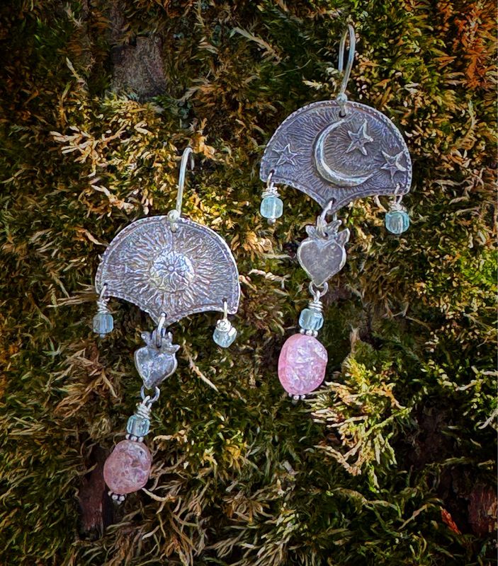 Large Celestial Sun And Moon Earrings