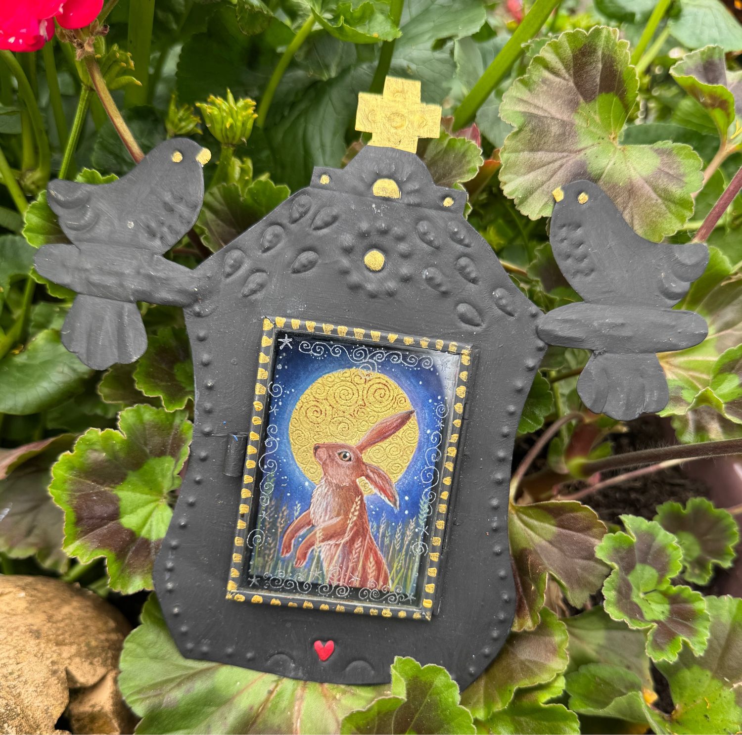 Moon Hare Handpainted Shrine Painting