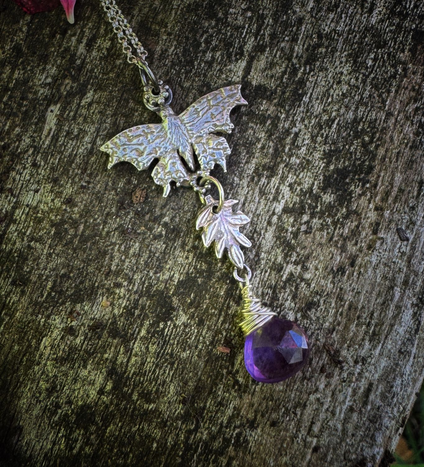 Butterfly and Ash leaf pendant