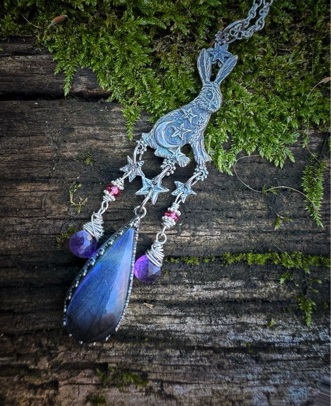 Hare With Moon And Stars Pendant