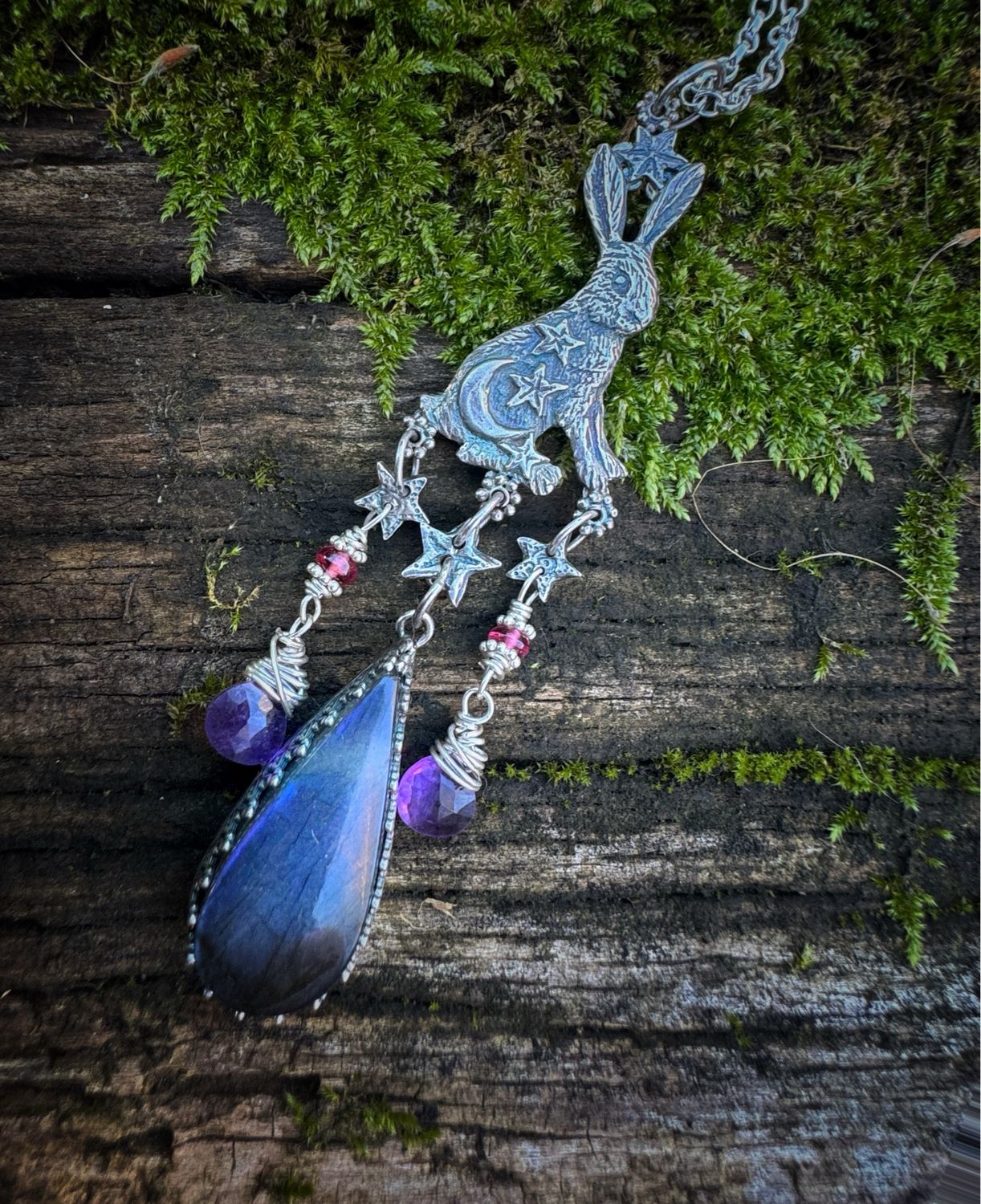 Hare With Moon And Stars Pendant