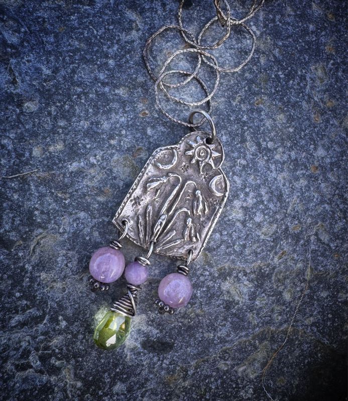 Snowdrop Pendant on Light Sparkly Silver Chain