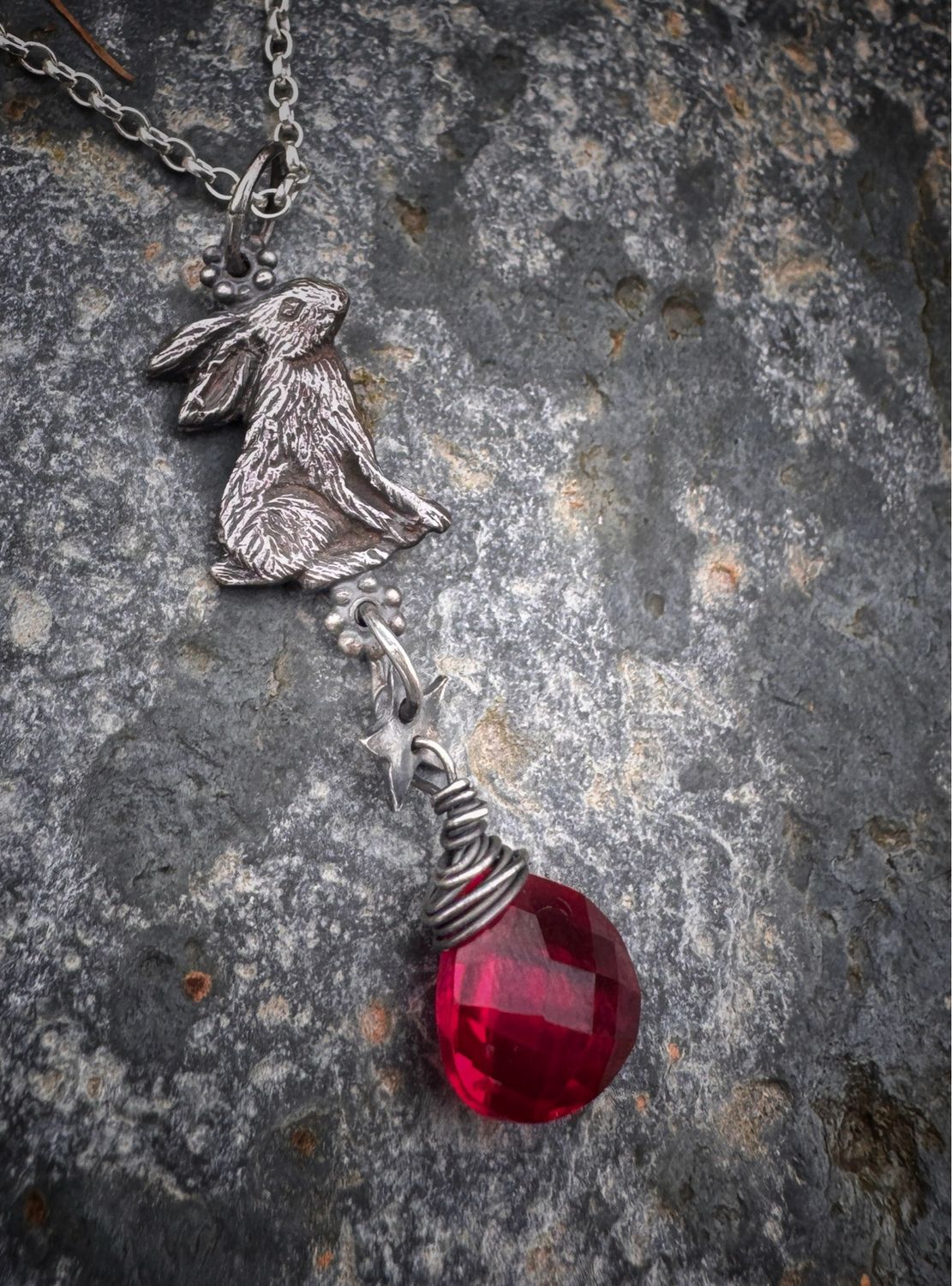 Hare And Star Pendant on Silver Chain