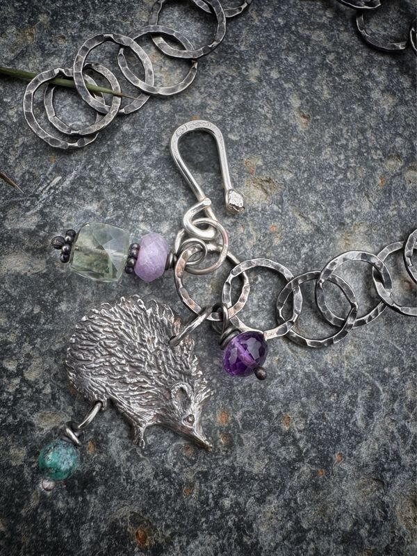 Hedgehog Bracelet on Medium Silver Chain