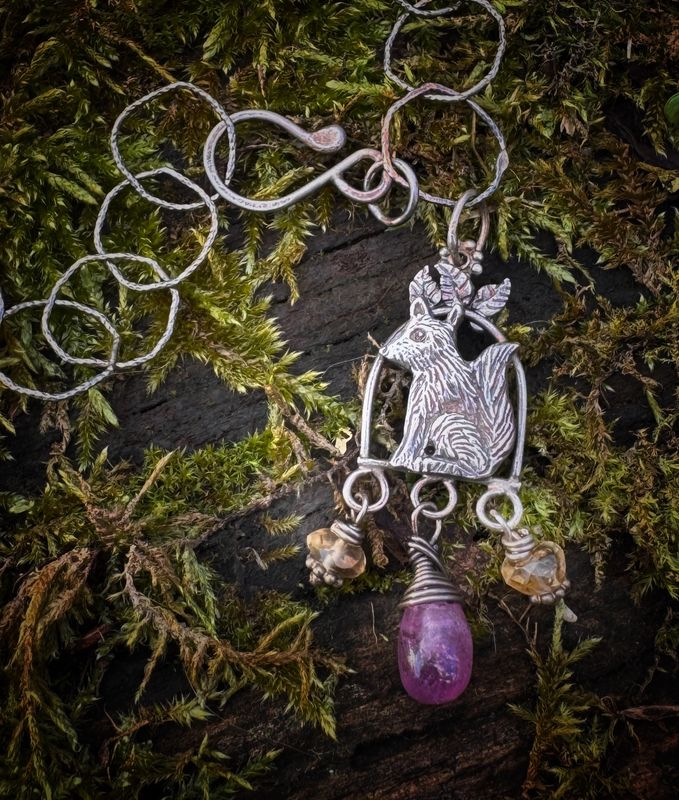 Fox Bracelet on Light Sparkly Silver Chain