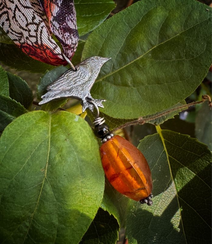 Crow Ribbon Pendant