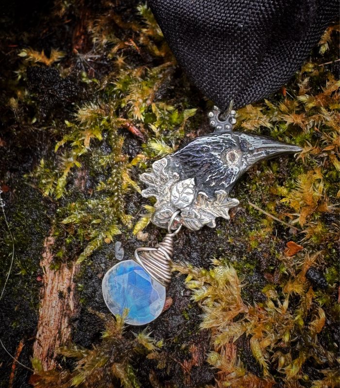 Crow Ribbon Pendant