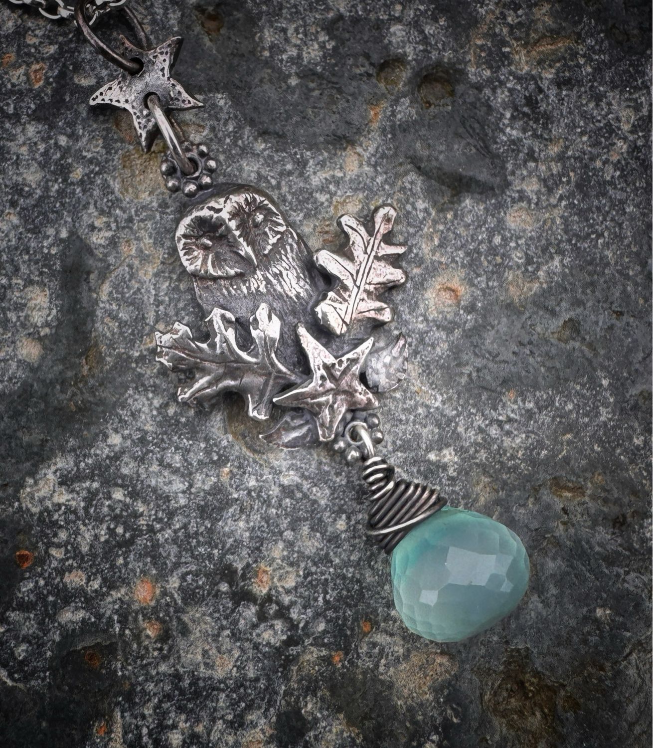 Owl In Tree Pendant on Silver Chain