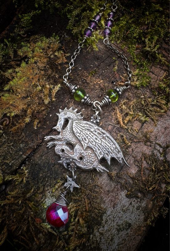 Dragon Magic Pendant on Silver Chain