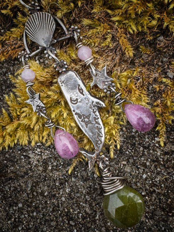 Large Whale Pendant on Silver Chain