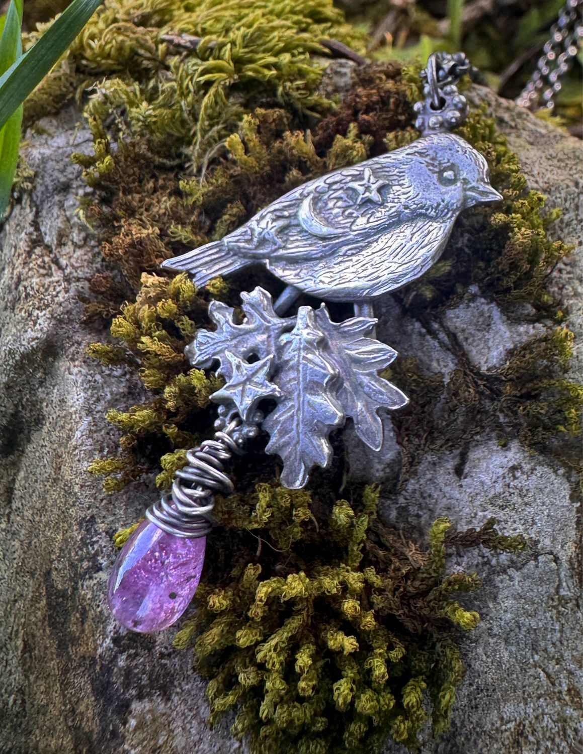 Large Bluetit Pendant on Silver Chain