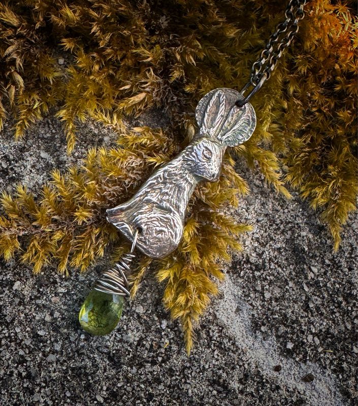 Moon Hare Pendant On Silver Chain