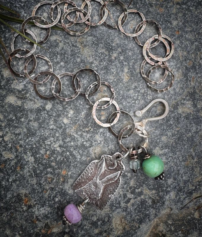 Two Hares Bracelet on Medium Silver Chain