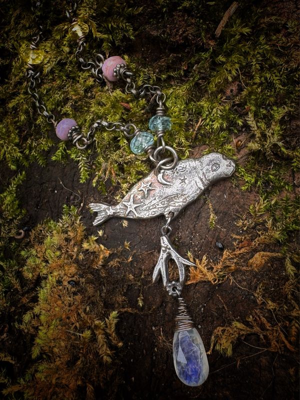 Selkie Seal Pendant on Silver Chain