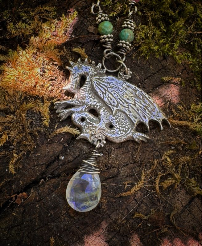 Dragon Summer Pendant on Silver Chain