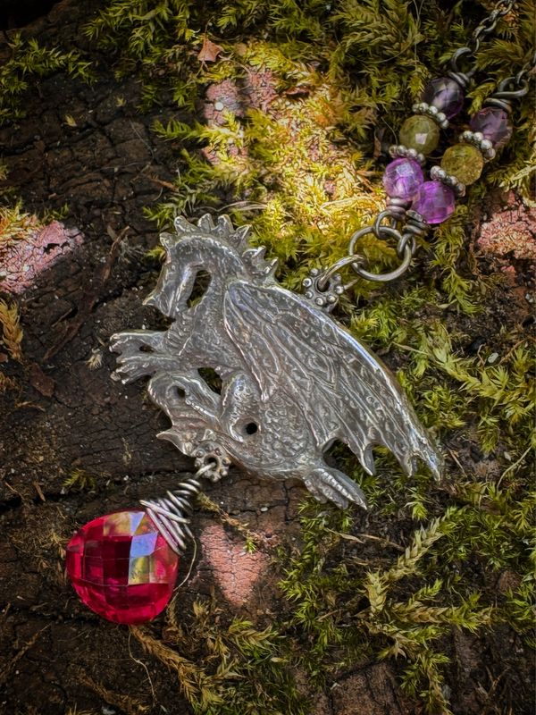Dragon Forest Pendant on Silver Chain