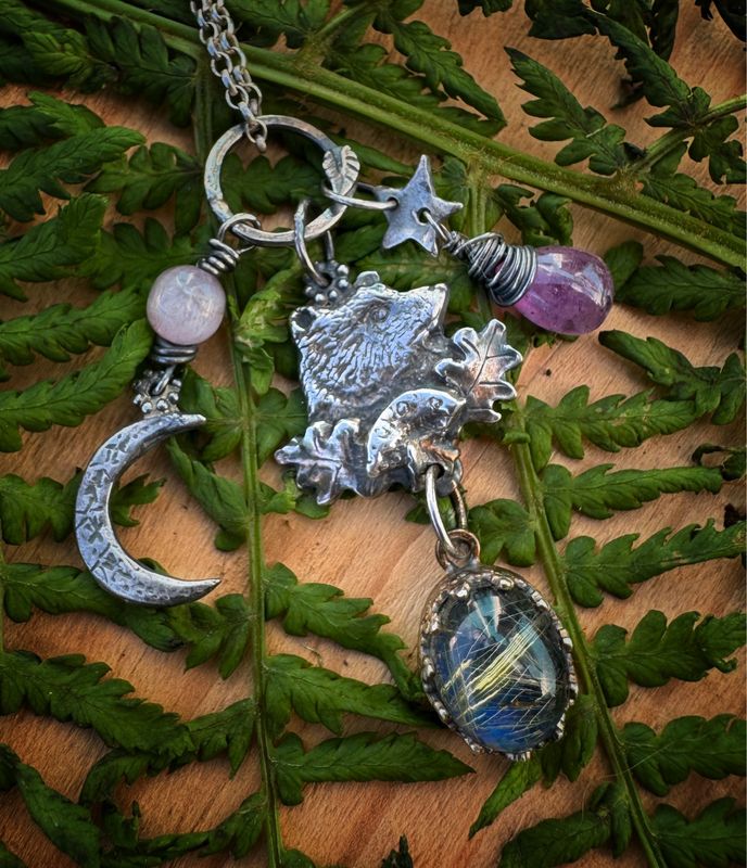 Bear Totem Pendant In Silver on Silver Chain