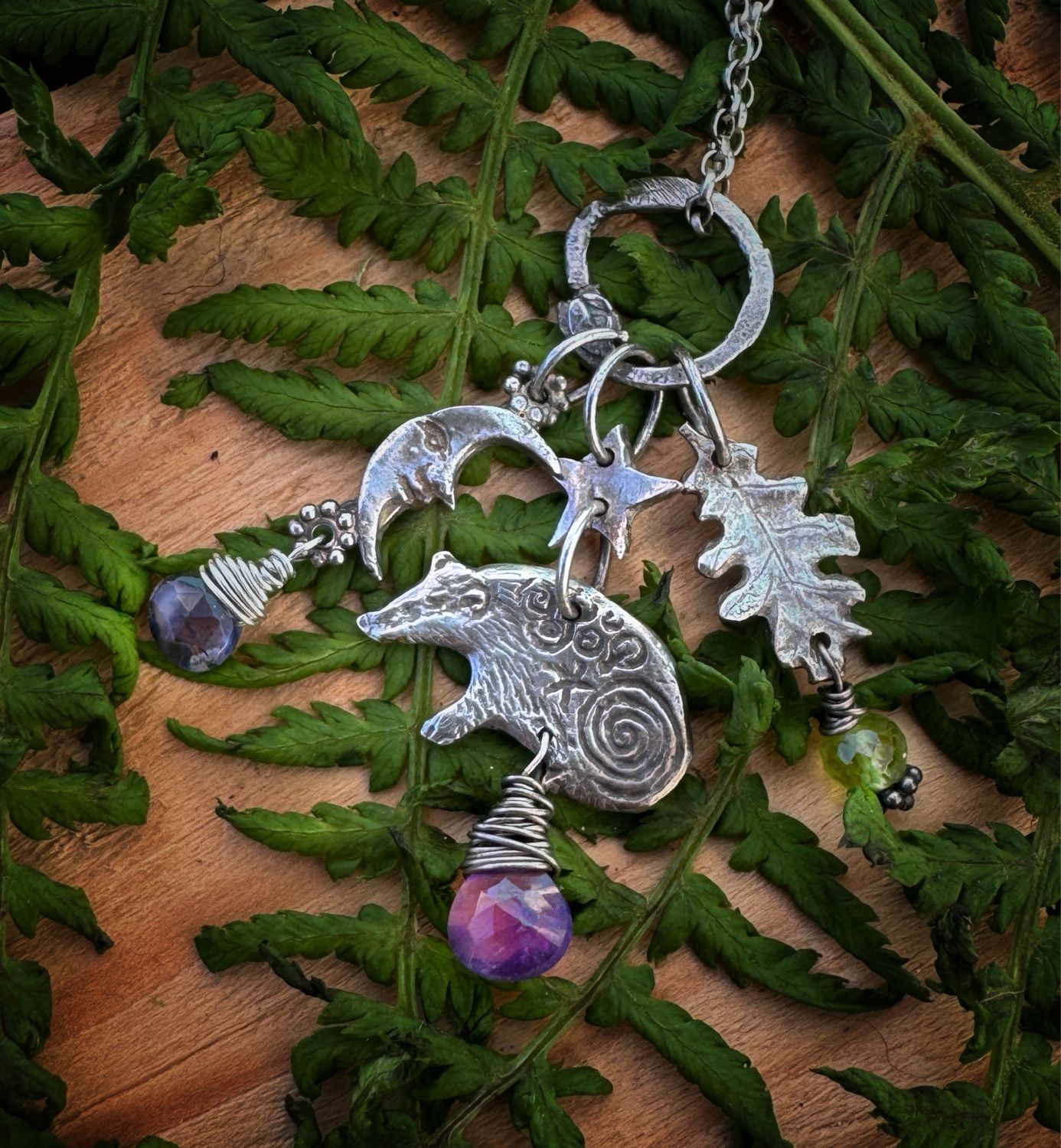 Badger Totem Pendant In Silver on Silver Chain