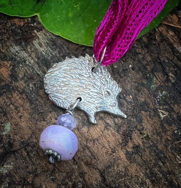 Hedgehog Ribbon Pendant In Silver