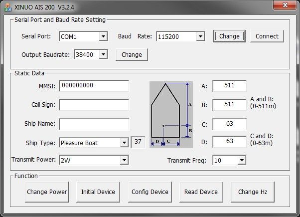 Programmieren MMSI + class B Daten in BlackBox Transponder von ONWA, MATSUTEC, XINUO