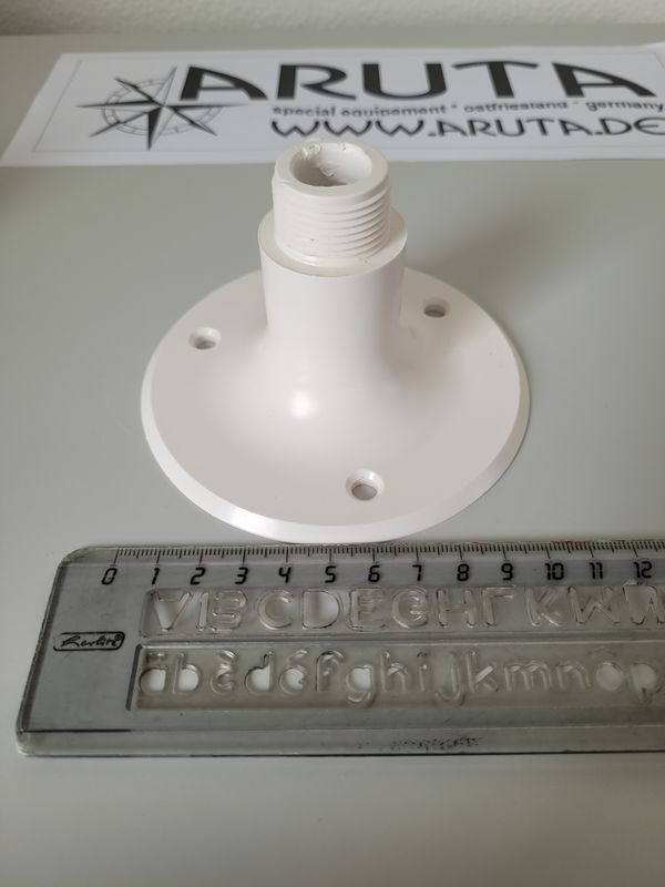 Antennenhalterung einfach Flachmontage für GPS oder UKW/VHF Antennen mit 1 Zoll Gewinde