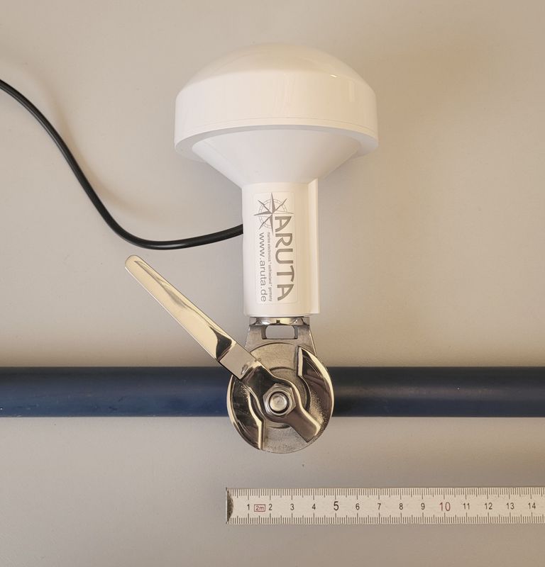 Antennenhalterung Edelstahl Inox ROHR 19-25mm, für GPS oder UKW/VHF Antennen mit 1 Zoll Gewinde
