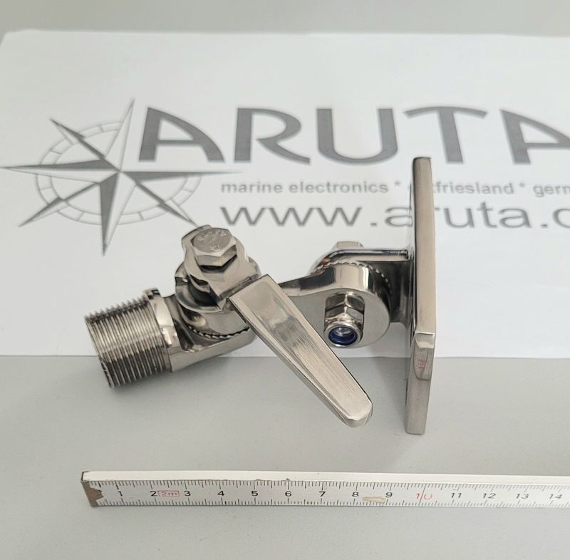 Antennenhalterung Edelstahl Inox DECK-WAND flach für GPS oder UKW/VHF Antennen mit 1 Zoll Gewinde