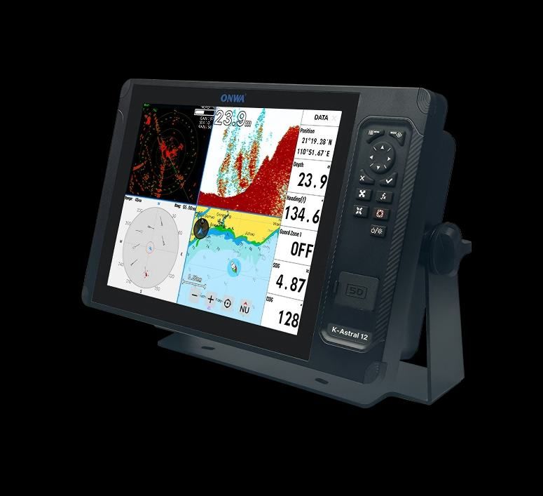 ONWA K‑Astral 12X – 12″ Marine‑GPS‑Kartenplotter + AIS class B Transponder + Fishfinder Sonar Echolot mit Touchscreen