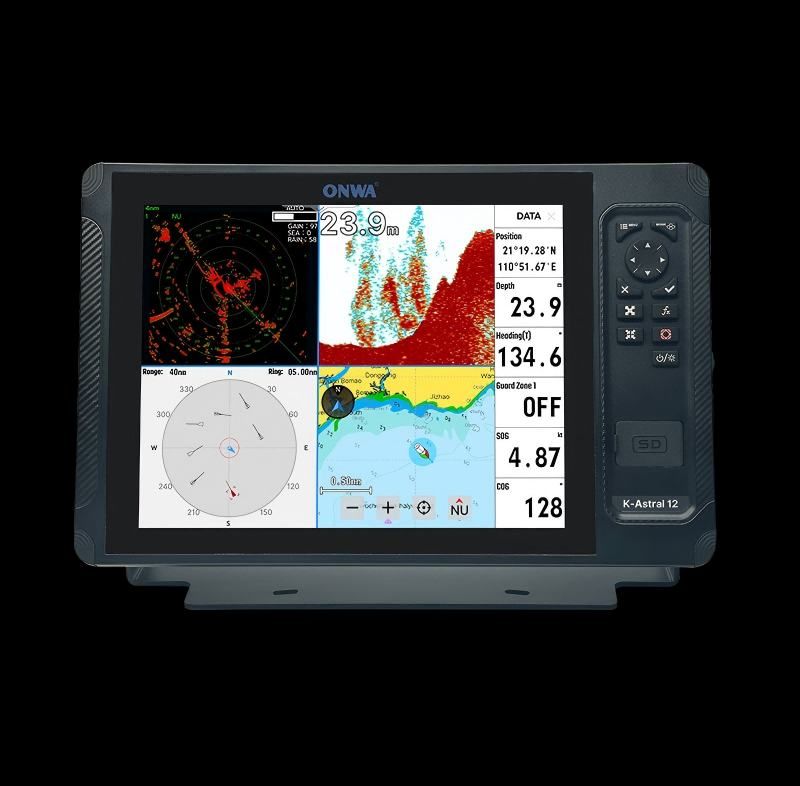 ONWA K‑Astral 12X – 12″ Marine‑GPS‑Kartenplotter + AIS class B Transponder + Fishfinder Sonar Echolot mit Touchscreen
