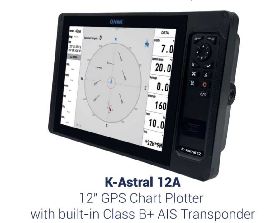 ONWA K‑Astral 12A – 12″ Marine‑GPS‑Kartenplotter mit class B+ AIS Transponder und Touchscreen